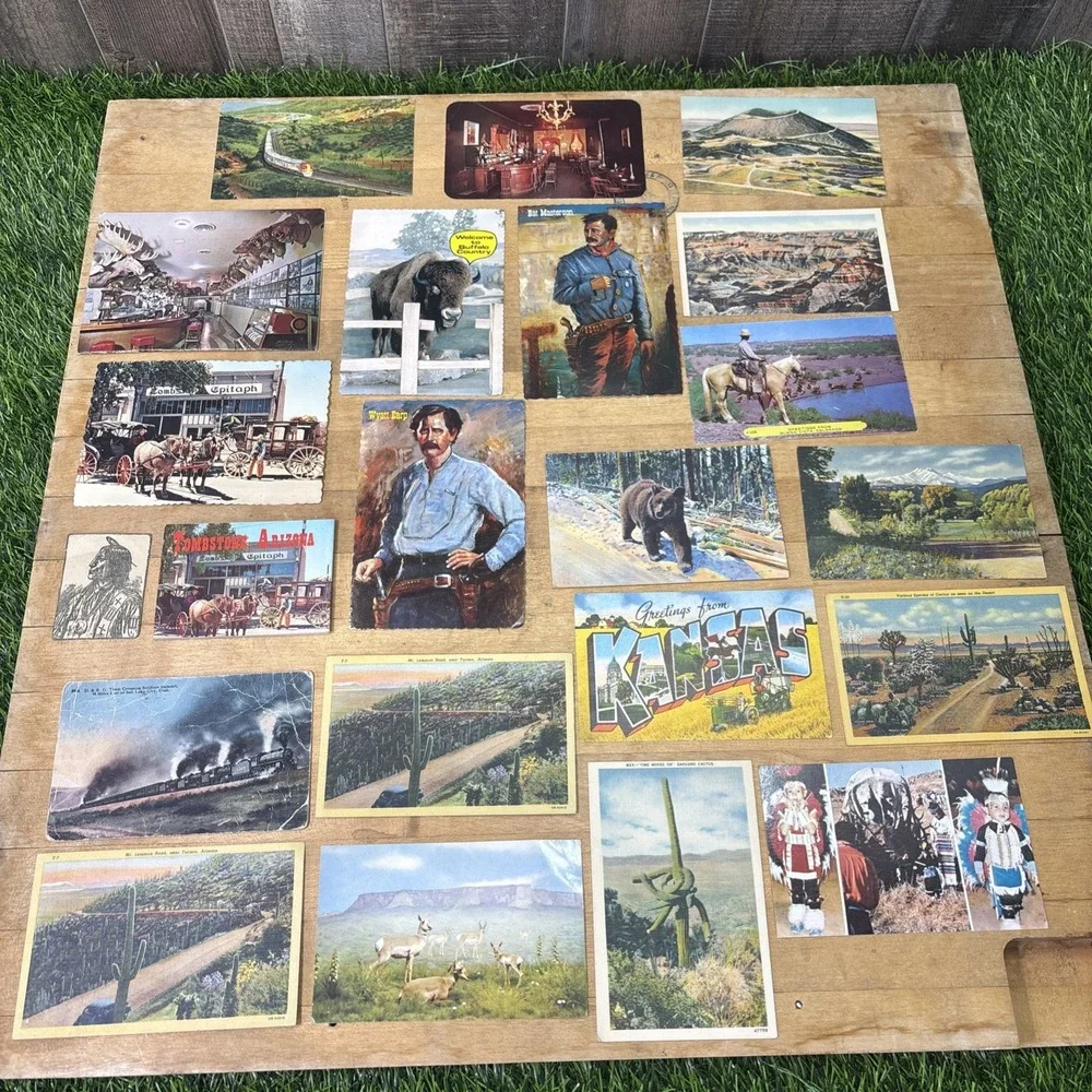Vintage Western Postcard Lot 22 Pcs Arizona Kansas Cowboy Scenic Ephemera